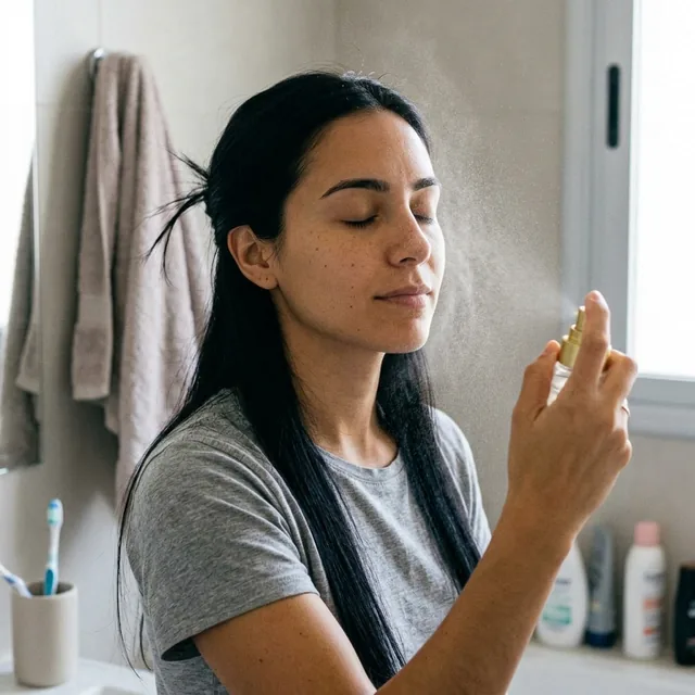 Bruma Facial Hialurónico + Retinol en uso